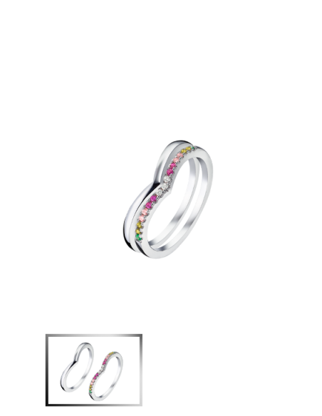 Lotus Silver Anillo Doble Multicolor