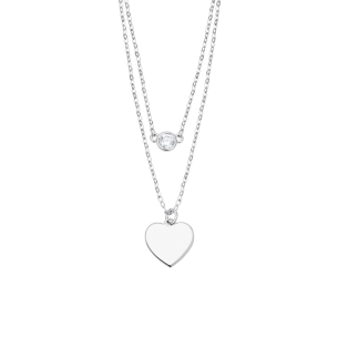 Lotus Silver Gargantilla Doble Circonita Corazón