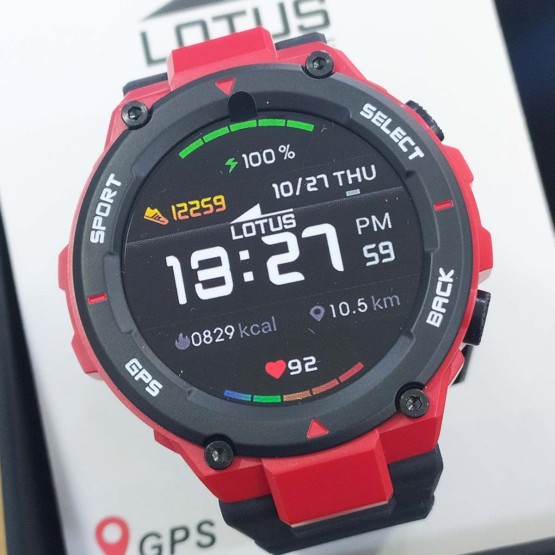 Lotus Smartwatch GPS Caucho Negro/Rojo