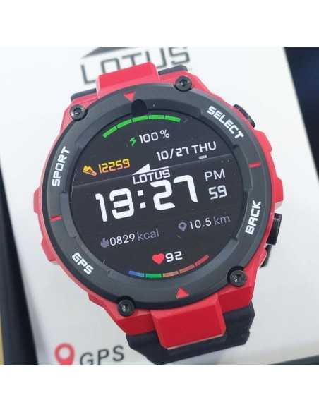 Lotus Smartwatch GPS Caucho Negro/Rojo