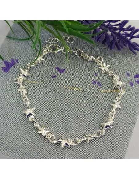 Pulsera Plata Estrellas Intercaladas
