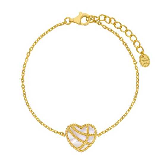 Marea Pulsera Corazón Nácar Dorado