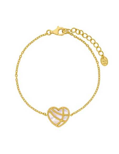 Marea Pulsera Corazón Nácar Dorado