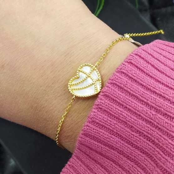 Marea Pulsera Corazón Nácar Dorado