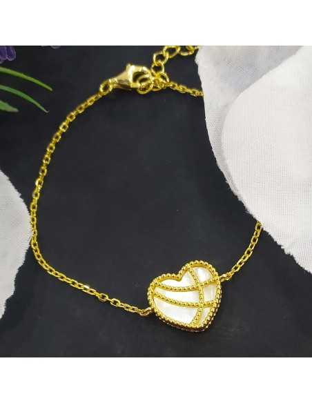 Marea Pulsera Corazón Nácar Dorado