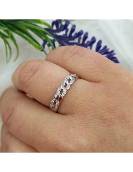 Amagoa Anillo Eslabón Circonitas