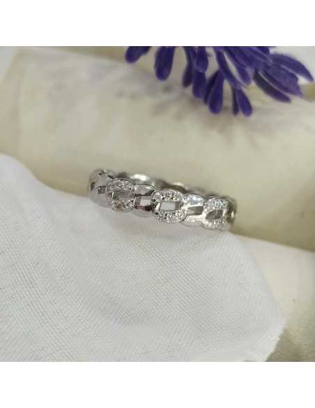 Amagoa Anillo Eslabón Circonitas