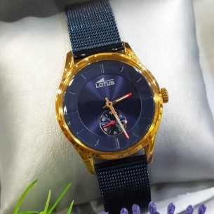 Lotus Minimalist Milanesa Azul Chapado Rosa