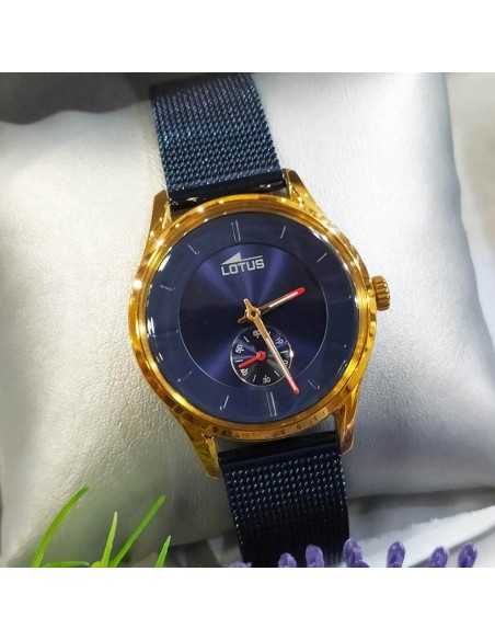 Lotus Minimalist Milanesa Azul Chapado Rosa