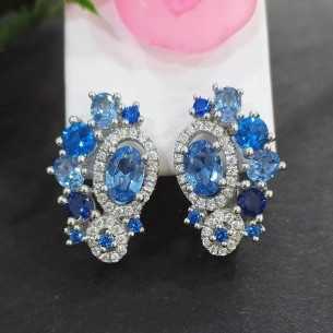 Towanda Pendientes Circonitas Blancas/Azules