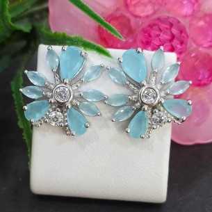 Towanda Pendientes Flor Circonitas Azules