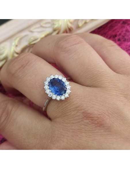 Lotus Silver Anillo Zafiro Circonitas