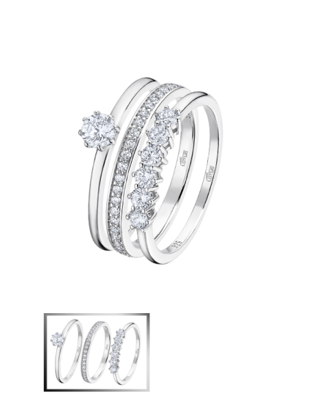 Lotus Silver Anillo Triple Circonitas