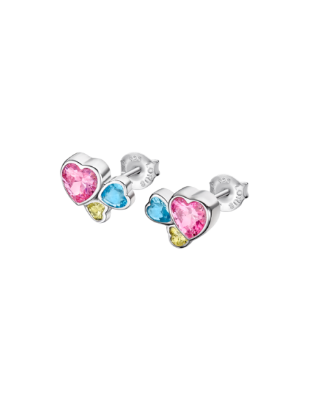 Lotus Silver Pendientes Corazones Arcoíris