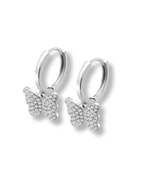 Lotus Silver Pendientes Aro Mariposas