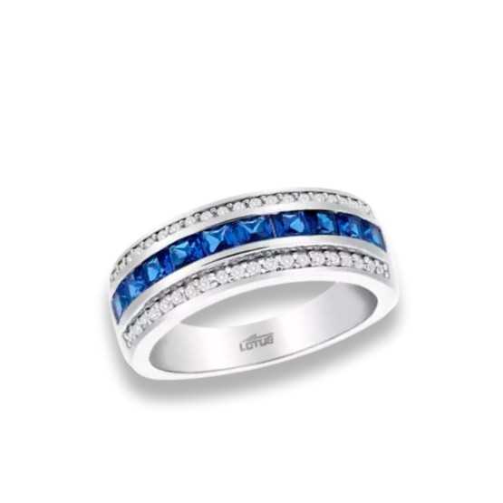 Lotus Silver Anillo Circonitas Azul