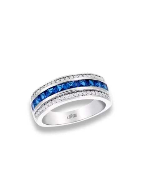 Lotus Silver Anillo Circonitas Azul
