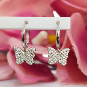 Lotus Silver Pendientes Aro Mariposas