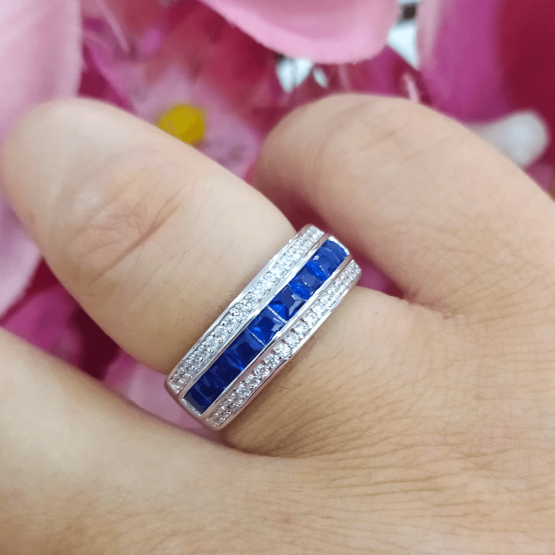 Lotus Silver Anillo Circonitas Azul