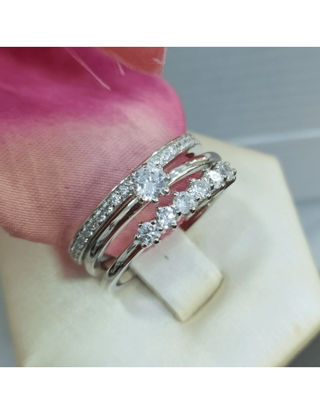 Lotus Silver Anillo Triple Circonitas