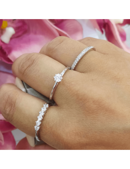 Lotus Silver Anillo Triple Circonitas