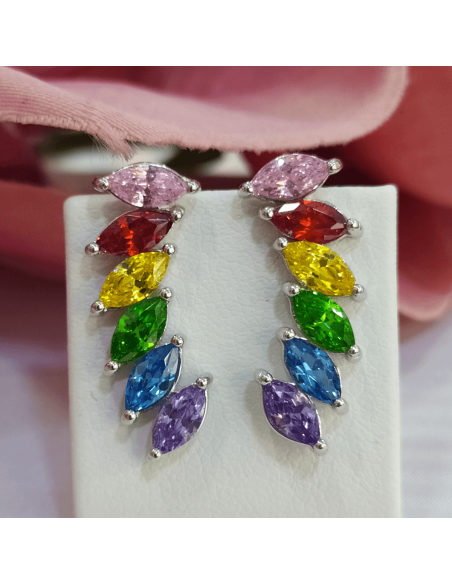 Lotus Silver Pendientes Arcoíris Trepadores