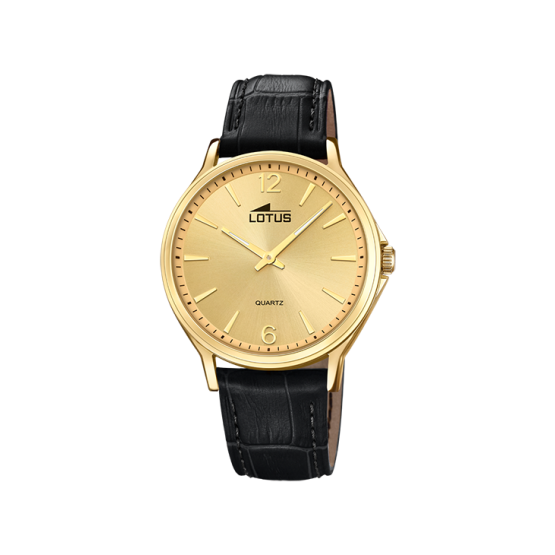 Lotus Clásico Dorado Correa Piel