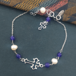 Lotus Silver Pulsera Cruz Calada Perlas