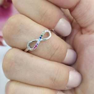 Lotus Silver Anillo Infinito Multicolor