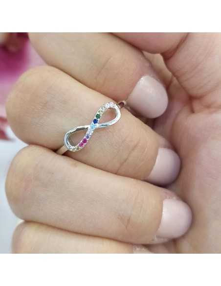 Lotus Silver Anillo Infinito Multicolor