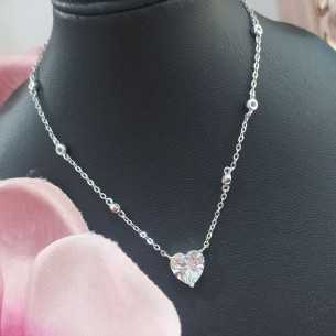 Lotus Silver Collar Corazón Circonitas