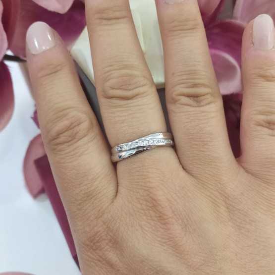 Lotus Silver Anillo Cruzado