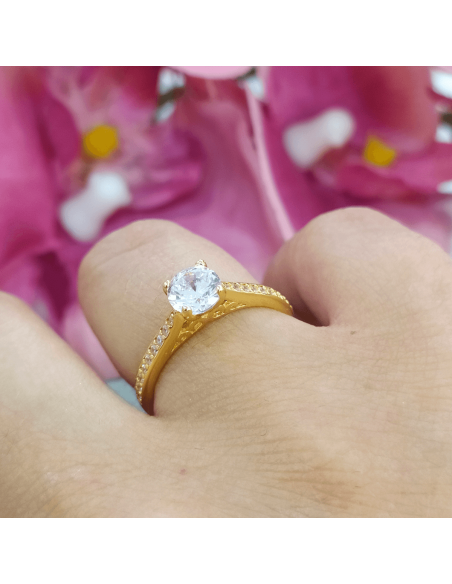 Lotus Silver Anillo Solitario Circonitas