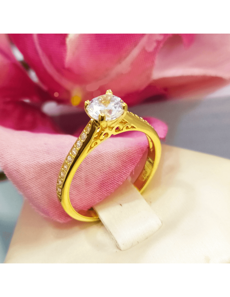 Lotus Silver Anillo Solitario Circonitas