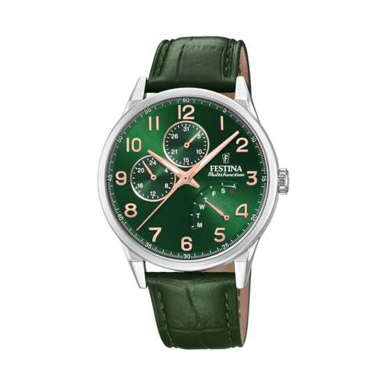 Festina Multifución Correa Piel Verde