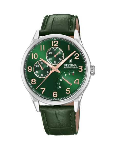 Festina Multifución Correa Piel Verde