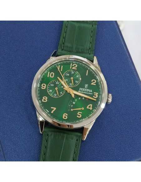 Festina Multifución Correa Piel Verde