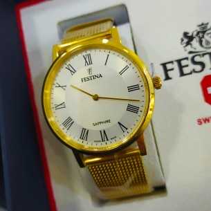 Festina Swiss Made Chapado en Oro Números Romanos