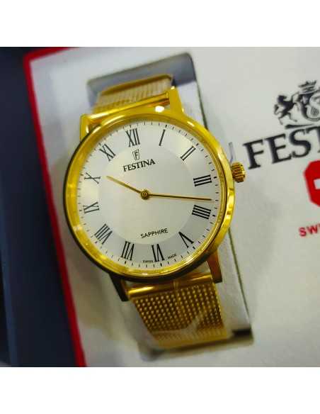 Festina Swiss Made Chapado en Oro Números Romanos