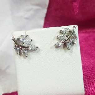 Lotus Silver Pendientes Hojas Circonitas