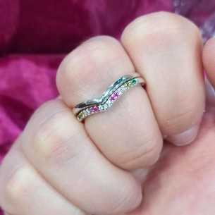 Lotus Silver Anillo Doble Multicolor