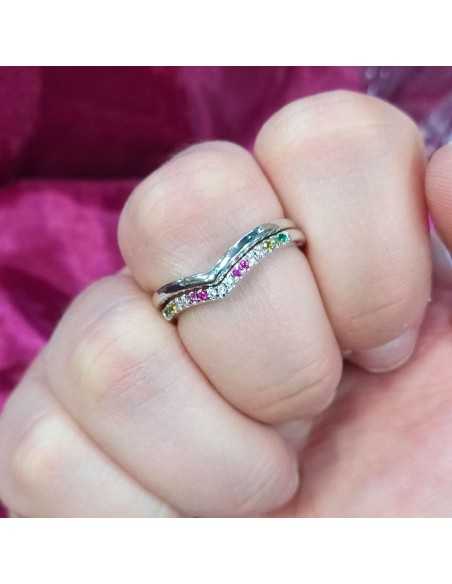 Lotus Silver Anillo Doble Multicolor