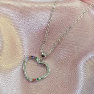 Towanda colgante corazón circonitas colores cadena...