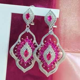 Towanda Pendientes largos de fiesta fucsia