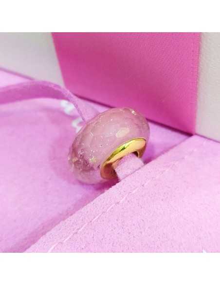 Abalorio Chapado A Tu Lado Murano Prisma Rosa