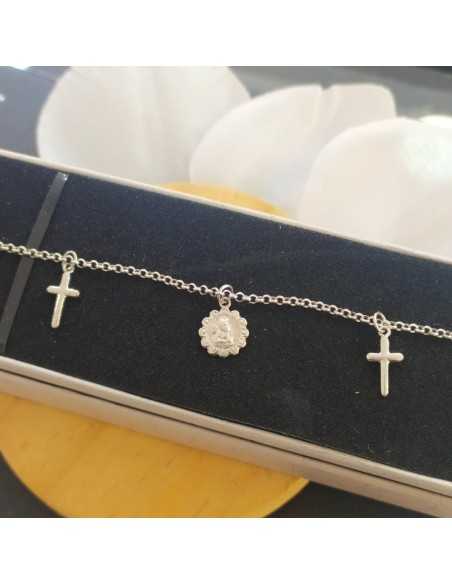 Lotus Silver Pulsera Comunión Con Abalorios