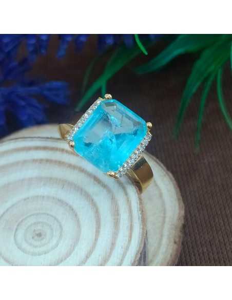 Doalle Anillo dorado piedra cuadrada